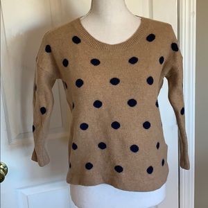 Madewell tan and navy polka dot wool sweater S